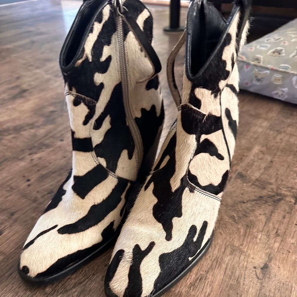 Cow print boots